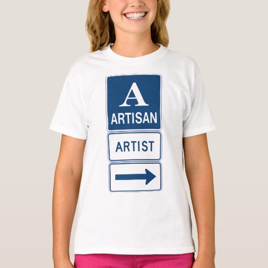 Artisan Artiest Studio Sign Directional Arrow T-shirt (Voorkant)