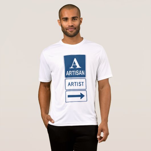 Artisan Artiest Studio Sign Directional Arrow T-shirt (Voorkant volledig)