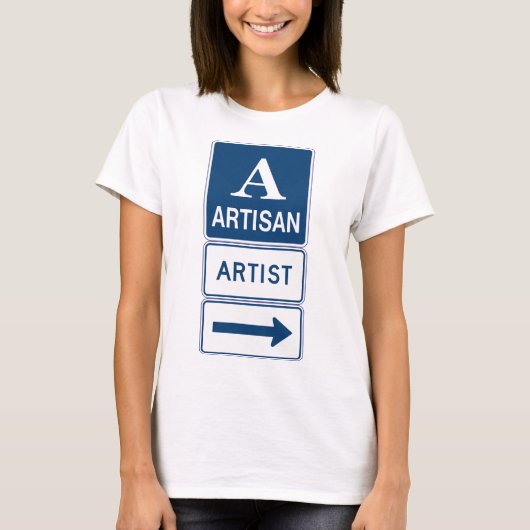 Artisan Artiest Studio Sign Directional Arrow T-shirt (Voorkant)
