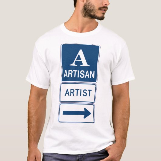 Artisan Artiest Studio Sign Directional Arrow T-shirt (Voorkant)