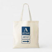 Artisan Artiest Studio Sign Directional Arrow Tote Bag (Achterkant)