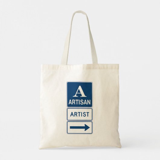 Artisan Artiest Studio Sign Directional Arrow Tote Bag (Achterkant)