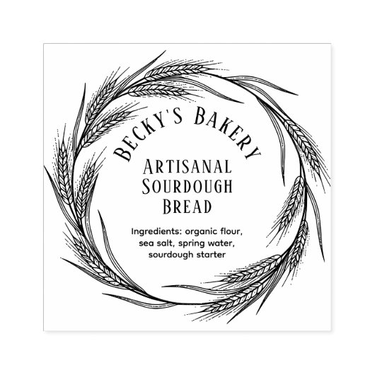 Artisan Baker Tarwe Krans Biologisch Zuurdesembroo Rubberstempel (Afrduk)