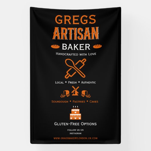 Artisan Bakery Business Promotie Spandoek (Verticaal)