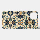 Artisan Blauw en Goud Bloemen Motief Case-Mate iPhone Case (Achterkant (horizontaal))