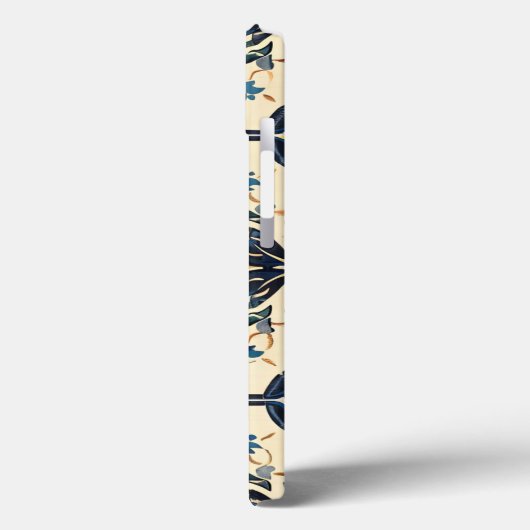 Artisan Blauw en Goud Bloemen Motief Case-Mate iPhone Case (Achterkant / Links)