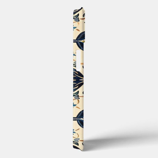 Artisan Blauw en Goud Bloemen Motief Case-Mate iPhone Case (Achterkant / Rechts)