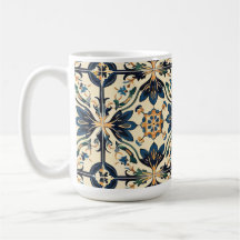Artisan Blauw en Goud Bloemen Motief