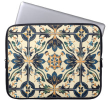 Artisan Blauw en Goud Bloemen Motief