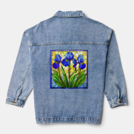 Artisan Blauwe Iris Gebrandschilderde Spijkerjas Denim Jacket