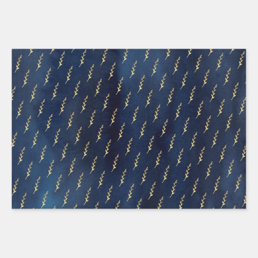 Artisan Blue en Gold Pained Inpakpapier Vel (Voorkant 3)