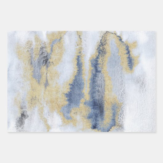 Artisan Blue en Gold Pained Inpakpapier Vel (Voorkant 2)