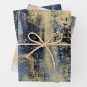 Artisan Blue en Gold Pained Inpakpapier Vel (In situ)