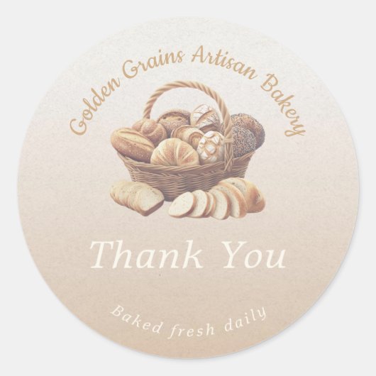 Artisan Bread Basket Thank You Ronde Sticker (Voorkant)