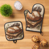 Artisan Brood Lover Oven Mitt en Pot Holder Set (Top down)