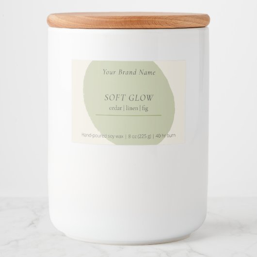 Artisan Candle Label Sage Minimalist Centered Wrap Voedselcontainer Etiket (Voorkant)