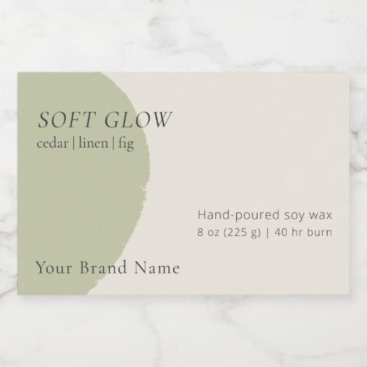 Artisan Candle Label Sage Modern Side-Bleed Wrap Voedselcontainer Etiket (Enkel label)