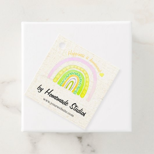 Artisan Canvas Rainbow 'Happiness is Homemade' Bedankjes Labels (In situ)