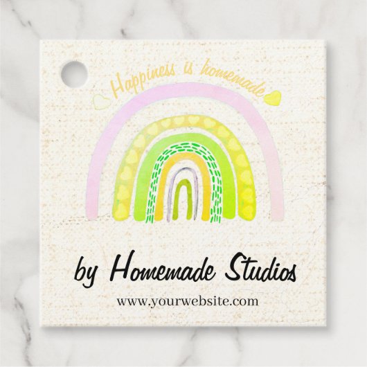 Artisan Canvas Rainbow 'Happiness is Homemade'  Bedankjes Labels (Voorkant)
