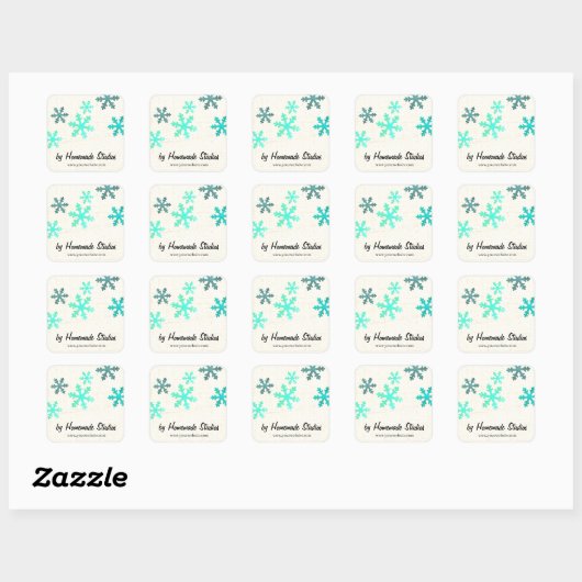 Artisan Canvas Snowflake Happiness Vierkante Sticker (Vel)