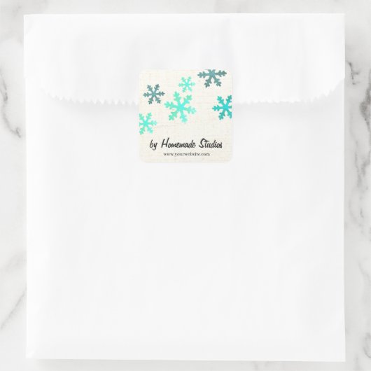 Artisan Canvas Snowflake Happiness Vierkante Sticker (Tas)