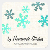 Artisan Canvas Snowflake Happiness Vierkante Sticker (Voorkant)