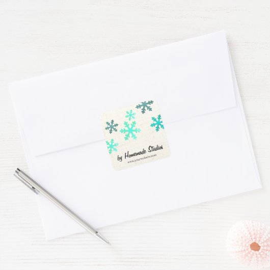 Artisan Canvas Snowflake Happiness Vierkante Sticker (Envelop)