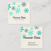 Artisan Canvas Snowflake Happiness Vierkante Visitekaartje (Voorkant / Achterkant)