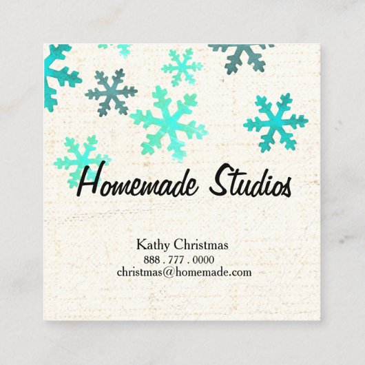 Artisan Canvas Snowflake Happiness Vierkante Visitekaartje (Achterkant)