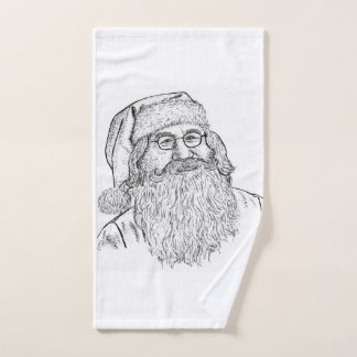 Artisan Christmas: Hand-Drawn Stippled Santa Portr Handdoek