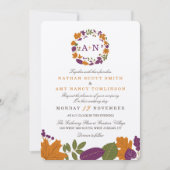 Artisan Cream Herfst krans bruiloft uitnodigingen (Voorkant)