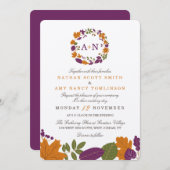 Artisan Cream Herfst krans bruiloft uitnodigingen (Voorkant / Achterkant)