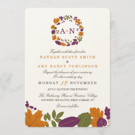 Artisan Cream Herfst krans bruiloft uitnodigingen