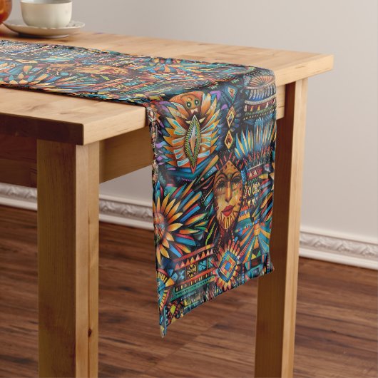 Artisan Cyaan "Pre-Columbian Tapestry" Eettafel Medium Tafelloper (Voorbeeld)