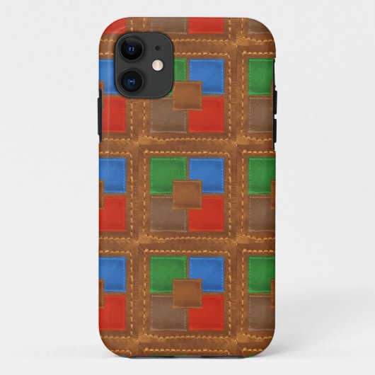 Artisan Elegant Leather Squares Patchwork Case-Mate iPhone Case (Achterkant)