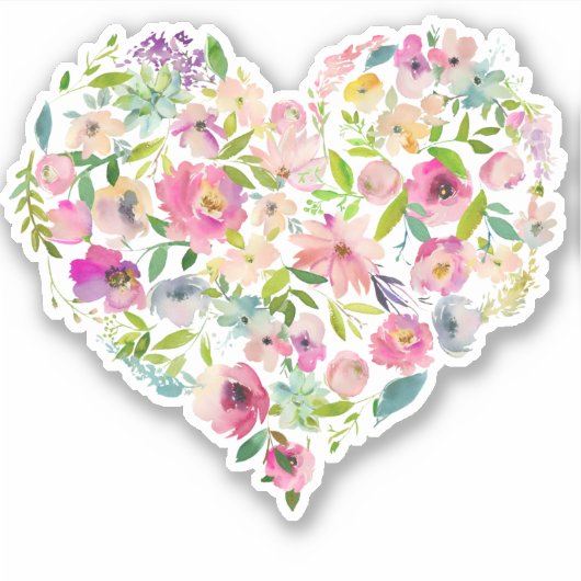 Artisan Floral Heart Love Weddenschap Valentijn Ma Sticker (Voorkant)