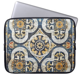 Artisan geometrische bloem laptop sleeve