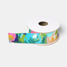 Artisan Geschilderde Bloemen Heldere kleuren Zomer Grosgrain Lint