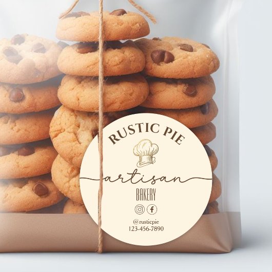 Artisan Home Bakkerij Gouden Chef Pet Bord Sinaasa Ronde Sticker