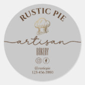 Artisan Home Bakkerij Gouden Chef Pet Lichtgrijs Ronde Sticker (Voorkant)