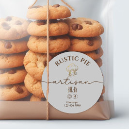 Artisan Home Bakkerij Gouden Chef Pet Lichtgrijs Ronde Sticker