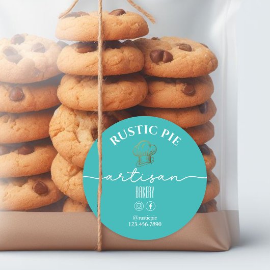 Artisan Home Bakkerij Gouden Chef Pet Zee Groen Ronde Sticker