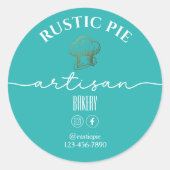 Artisan Home Bakkerij Gouden Chef Pet Zee Groen Ronde Sticker (Voorkant)