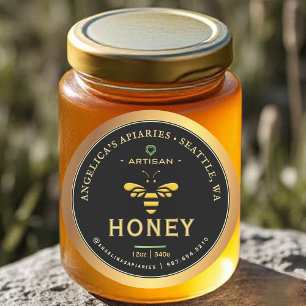Artisan Honey Label met Bee & Heart Gold Gradient