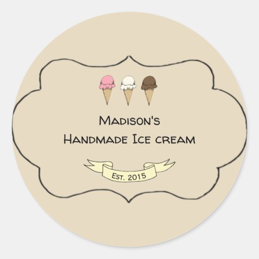 Artisan Ice Cream Maker  Ronde Sticker (Voorkant)