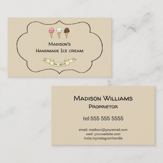 Artisan Ice Cream Maker  Visitekaartje (Voorkant / Achterkant)