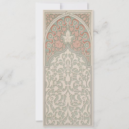 Artisan Koraal en Sage Islamitische Kant Bruiloft Kaart (Achterkant)