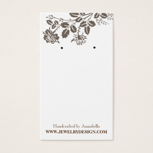 Artisan Lacy Floral Earring Holder Custom Jewels Visitekaartje (Voorkant)