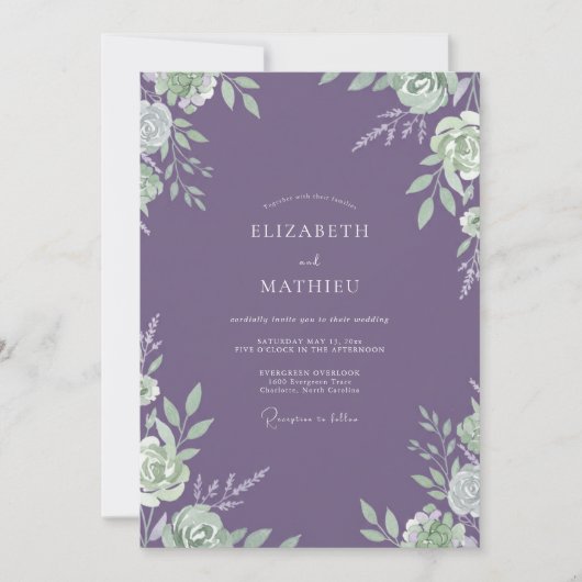 Artisan Mint Amethyst Petal Trouw Kaart (Voorkant)