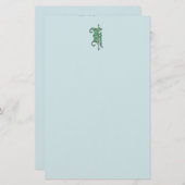 Artisan Monogram K Green Garden Felt Stationery Briefpapier (Voorkant / Achterkant)